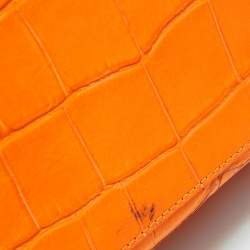 Giuseppe Zanotti Neon Orange Croc Embossed Leather G17 Top Handle Bag