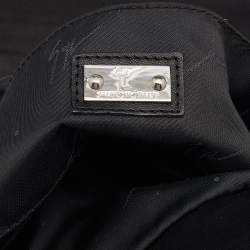 Pre Owned Giuseppe Zanotti Black Suede and Leather Embellished Zip Clutch