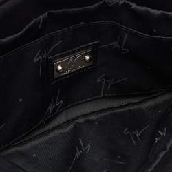 Pre Owned Giuseppe Zanotti Black Suede and Leather Embellished Zip Clutch