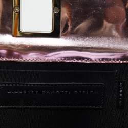 Giuseppe Zanotti Metallic Pink Patent Leather And Metal Box Crossbody Bag