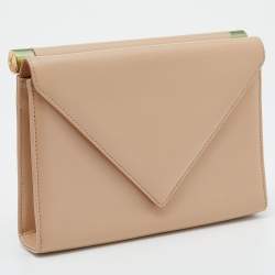 Giuseppe Zanotti Beige Leather Envelope Clutch
