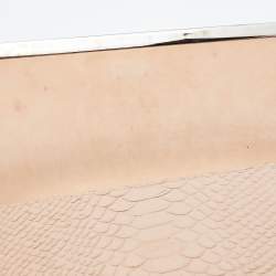 Giuseppe Zanotti Beige Python Embossed Leather Metal Trapezoid Clutch