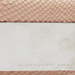 Giuseppe Zanotti Beige Python Embossed Leather Metal Trapezoid Clutch