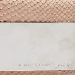 Giuseppe Zanotti Beige Python Embossed Leather Metal Trapezoid Clutch