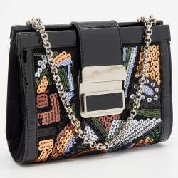 Giuseppe Zanotti Multicolor Sequin and Patent Leather Chain Clutch
