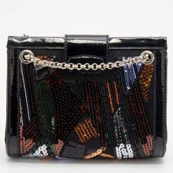 Giuseppe Zanotti Multicolor Sequin and Patent Leather Chain Clutch