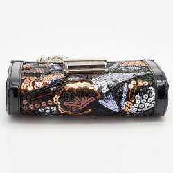Giuseppe Zanotti Multicolor Sequin and Patent Leather Chain Clutch