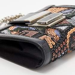 Giuseppe Zanotti Multicolor Sequin and Patent Leather Chain Clutch