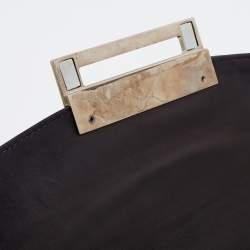 Pre Owned Giuseppe Zanotti Black Pleated Patent Leather Flap Clutch