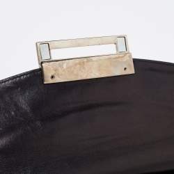 Pre Owned Giuseppe Zanotti Black Pleated Patent Leather Flap Clutch