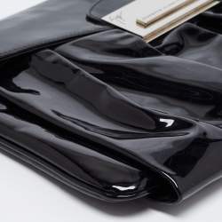 Pre Owned Giuseppe Zanotti Black Pleated Patent Leather Flap Clutch