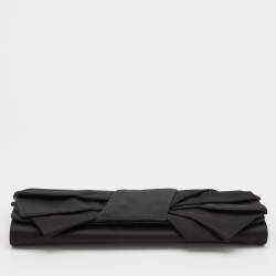 Pre Owned Giuseppe Zanotti Black Satin Bow Flap Clutch