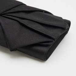 Pre Owned Giuseppe Zanotti Black Satin Bow Flap Clutch