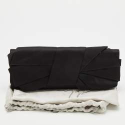 Pre Owned Giuseppe Zanotti Black Satin Bow Flap Clutch