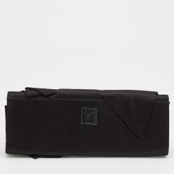 Pre Owned Giuseppe Zanotti Black Satin Bow Flap Clutch