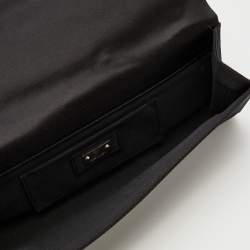 Pre Owned Giuseppe Zanotti Black Satin Bow Flap Clutch