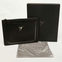 Giuseppe Zanotti Black Leather Zip Detail Marcel Clutch