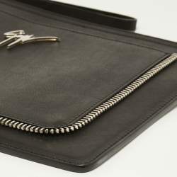 Giuseppe Zanotti Black Leather Zip Detail Marcel Clutch