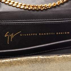Giuseppe Zanotti Gold Lizard Effect Leather Chain Flap Shoulder Bag