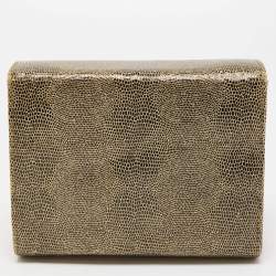 Giuseppe Zanotti Gold Lizard Effect Leather Chain Flap Shoulder Bag