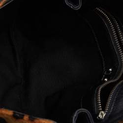 Giuseppe Zanotti Brown Leopard Print Calfhair Flap Clutch