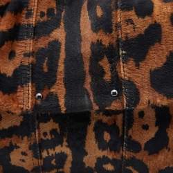 Giuseppe Zanotti Brown Leopard Print Calfhair Flap Clutch