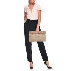 Pre Owned Giuseppe Zanotti Beige Leather Oversized Clutch