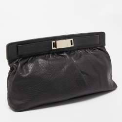 Giuseppe Zanotti Black Grained Leather Oversized Clutch