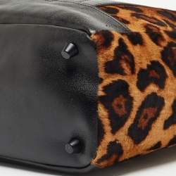 Giuseppe Zanotti Black/Brown Leopard Print Calf Hair and Leather Satchel