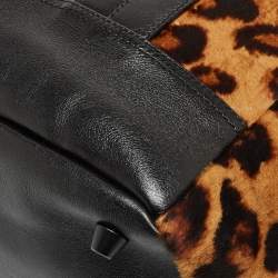 Giuseppe Zanotti Black/Brown Leopard Print Calf Hair and Leather Satchel