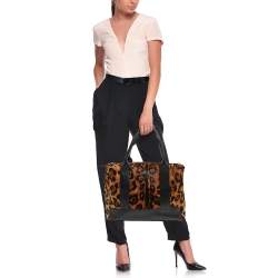 Giuseppe Zanotti Black/Brown Leopard Print Calf Hair and Leather Satchel