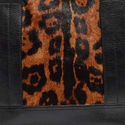Giuseppe Zanotti Black/Brown Leopard Print Calf Hair and Leather Satchel