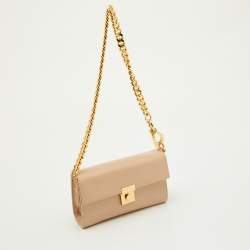 Giuseppe Zanotti Beige Leather Chain Wristlet Clutch