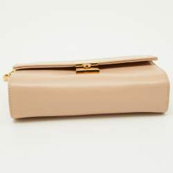 Giuseppe Zanotti Beige Leather Chain Wristlet Clutch