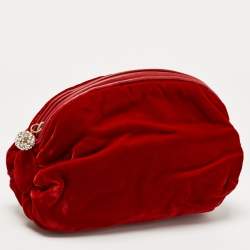Pre Owned Giuseppe Zanotti Velvet and Leather Zip Pouch