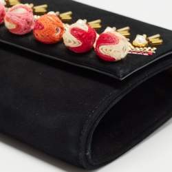 Giuseppe Zanotti Black Suede Diwali Motif Jaya Chain Clutch
