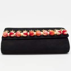 Giuseppe Zanotti Black Suede Diwali Motif Jaya Chain Clutch