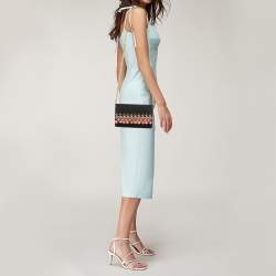 Giuseppe Zanotti Black Suede Diwali Motif Jaya Chain Clutch