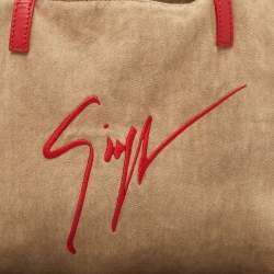 Pre Owned Giuseppe Zanotti Brown Denim Logo Shopper Tote