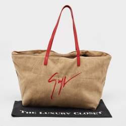 Pre Owned Giuseppe Zanotti Brown Denim Logo Shopper Tote