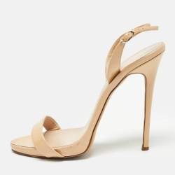 Giuseppe Zanotti Beige Patent Leather Slingback Sandals Size 40