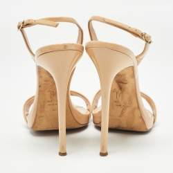 Giuseppe Zanotti Beige Patent Leather Slingback Sandals Size 40