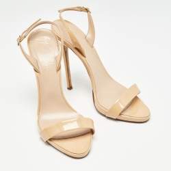 Giuseppe Zanotti Beige Patent Leather Slingback Sandals Size 40