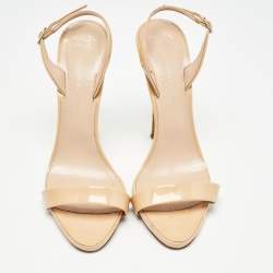 Giuseppe Zanotti Beige Patent Leather Slingback Sandals Size 40