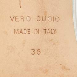 Pre Owned Giuseppe Zanotti Silver Leather Crystal Embellished Slingback Sandals Size 36