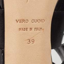 Pre Owned Giuseppe Zanotti Black/Silver Suede Mirror Strappy Sandals Size 39