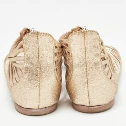 Giuseppe Zanotti Gold Glitter Zipped Caged Flat Sandals Size 36 