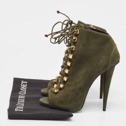 Giuseppe Zanotti Green Nubuck Ankle Boots Size 37.5
