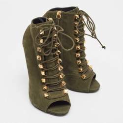 Giuseppe Zanotti Green Nubuck Ankle Boots Size 37.5