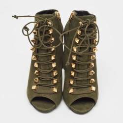 Giuseppe Zanotti Green Nubuck Ankle Boots Size 37.5